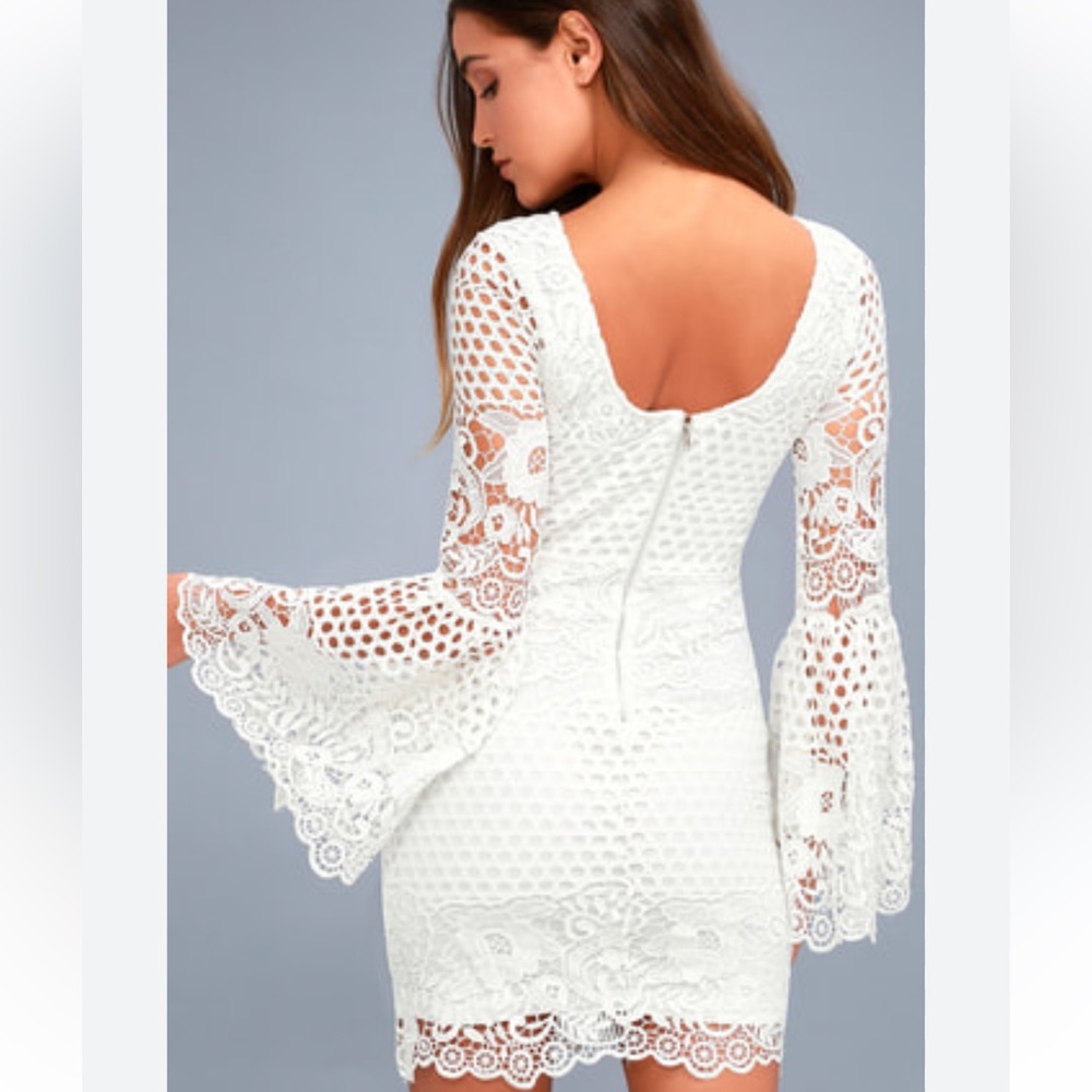 The Clothing Company Ivory Lace Bell Sleeve Dress